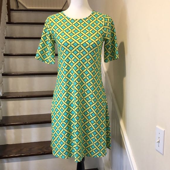ALL FOR COLOR Citrus Grove Pattern Rich Half Sleeve Swing Dress UPF 50 Sz XS NWT - Picture 14 of 16